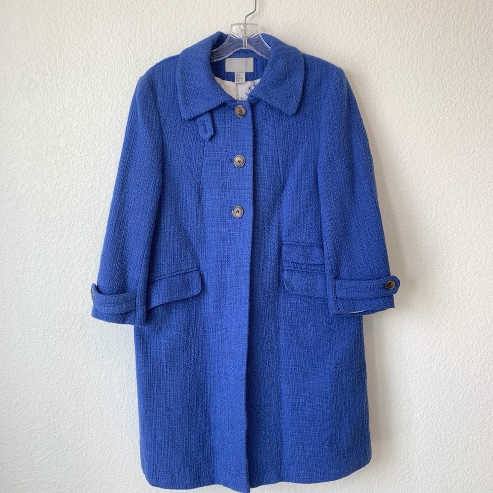 H&M Periwinkle 3/4 Sleeve Boucle Coat Size 8